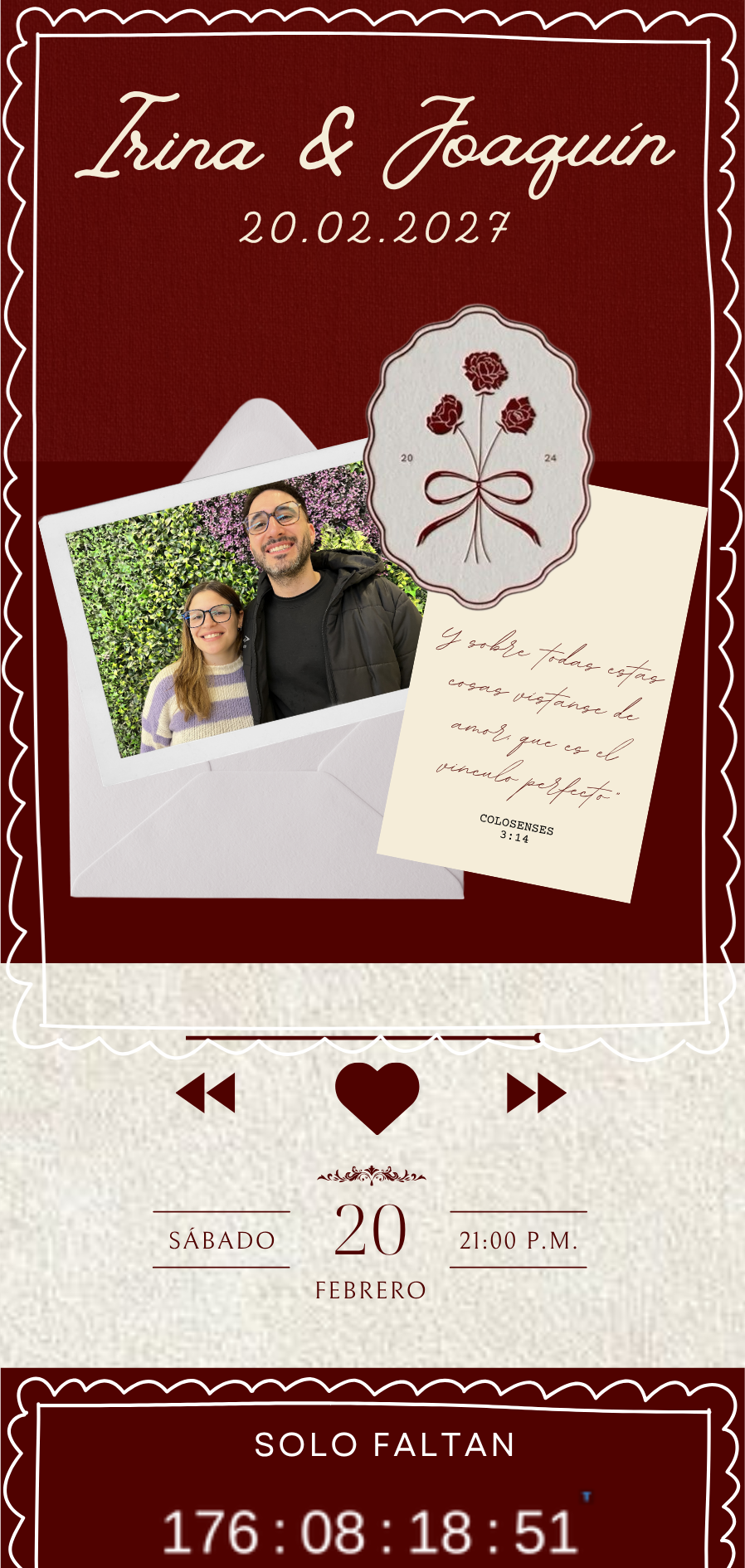 Invitación de boda Malbec