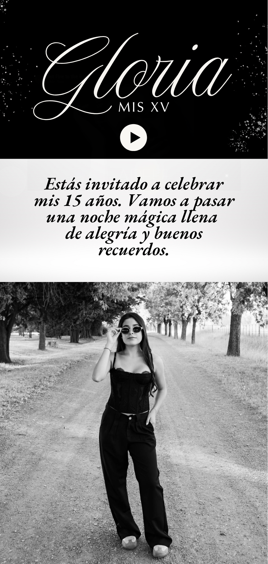 Invitación de XV Gloria Glitter